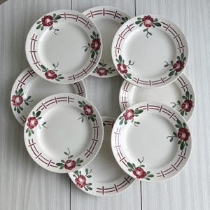 Set of 8 antique earthenware plates, floral decoration, French tableware, elegant vintage tableware, unique flower gift