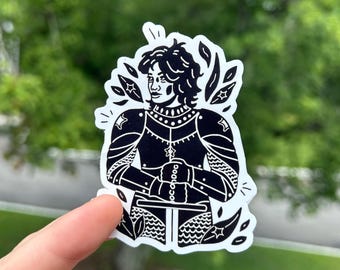 knight lady sticker | glossy fantasy stickers | water resistant stickers