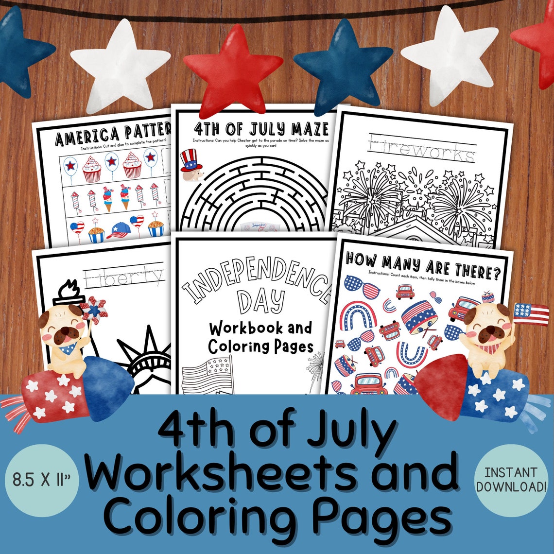 Kids Fourth of July Worksheets Coloring Page Elementary 4th of