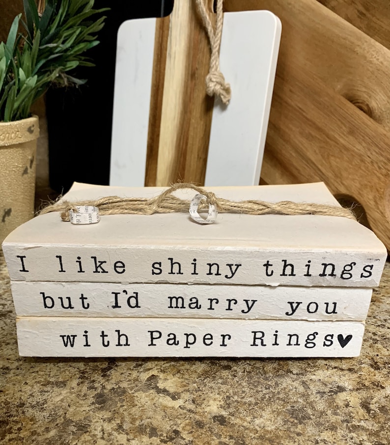 Paper Rings Book Stack Taylor Swift Lyrics Farmhouse Shabby Chic
