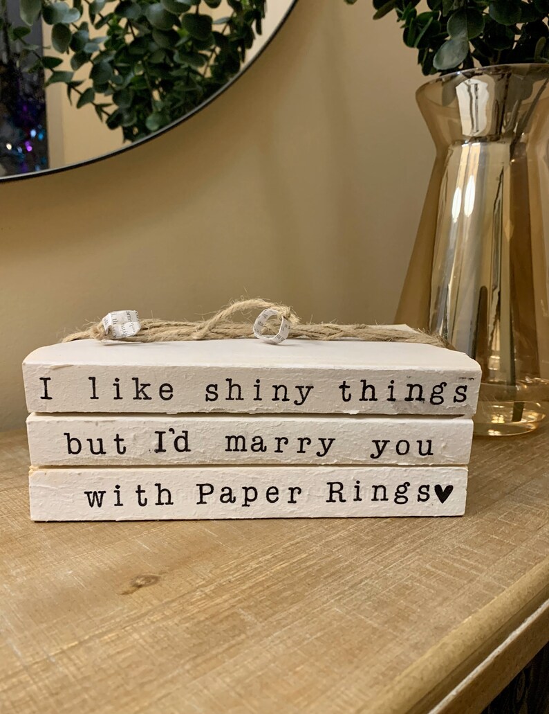 Paper Rings Book Stack Taylor Swift Lyrics Farmhouse Shabby Chic