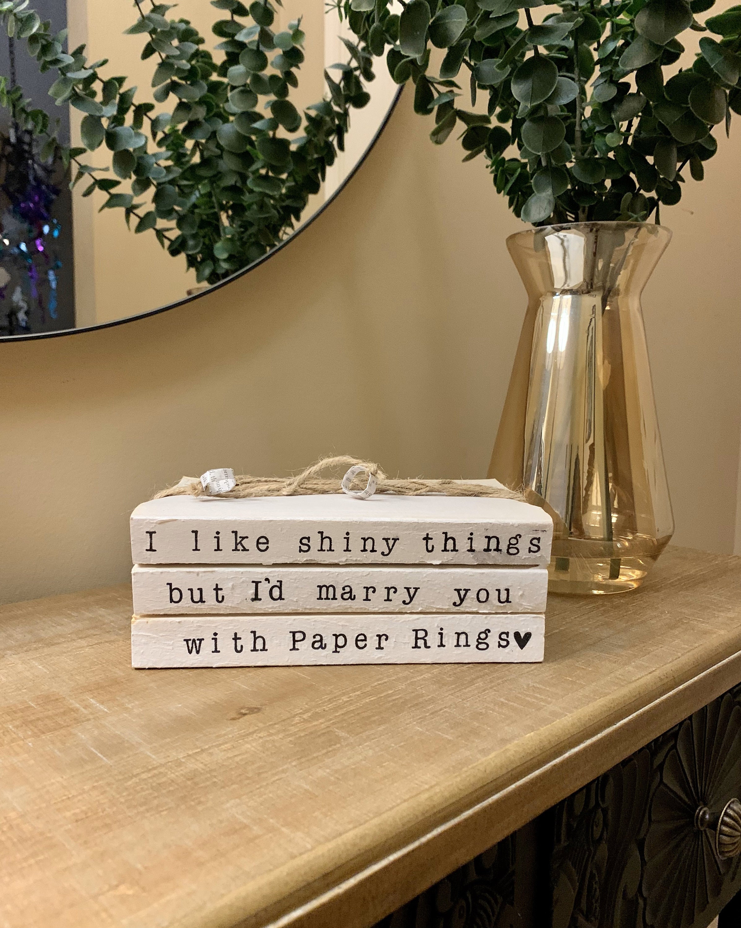 Paper Rings Book Stack Taylor Swift Lyrics Farmhouse Shabby Chic