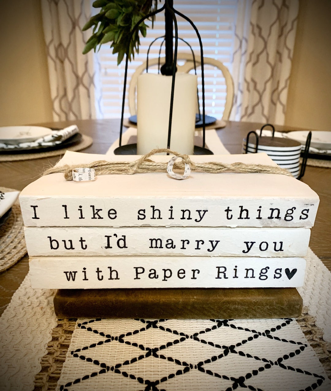 Paper Rings Book Stack Taylor Swift Lyrics Farmhouse Shabby Chic