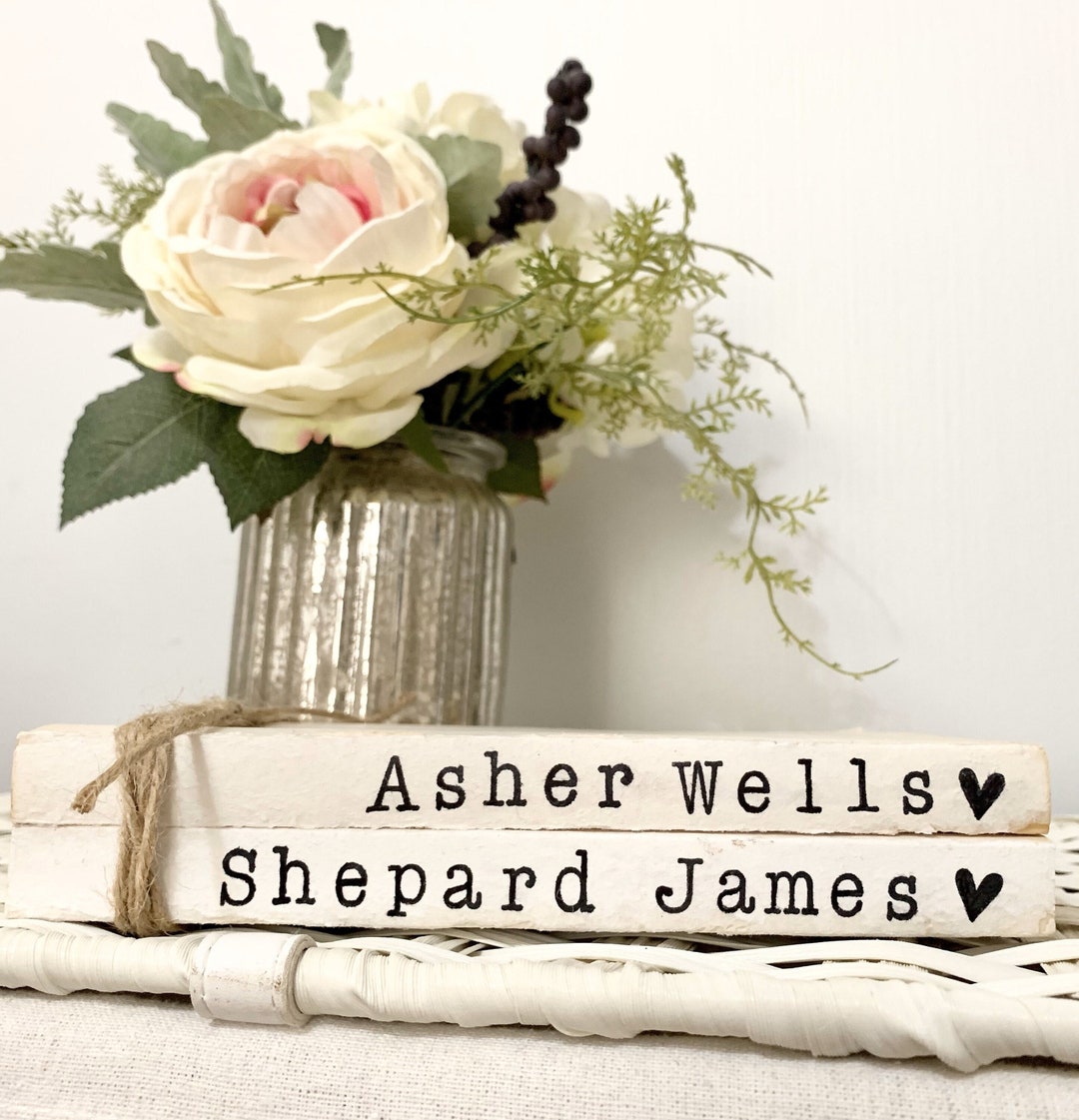 Personalized Names Book Stack Home Books Farmhouse Decor - Etsy