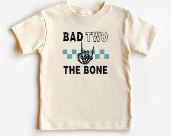 Camiseta de segundo cumpleaños "Malo dos el hueso", esqueleto, fiesta de cumpleaños, regalo de segundo cumpleaños, camiseta de segundo cumpleaños, Halloween, cumpleaños infantil, "Malo dos el hueso"