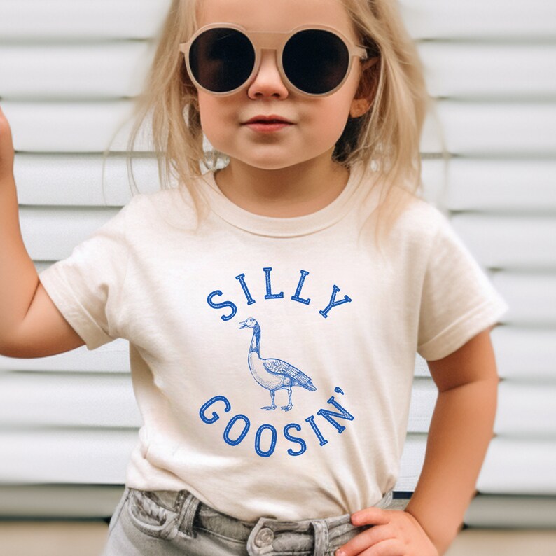 Silly Goosin' tshirt funny toddler shirt Modern graphic tee for kids cute vitage tshirt silly tshirt for kids image 2