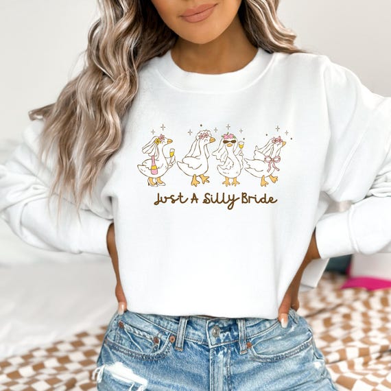 Sudadera de novia de Silly Goose, sudadera de cuello redondo de