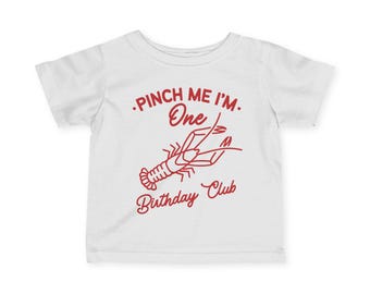 Me belisque, eu já tenho um ano! Festa de aniversário com lagostins! Festa de primeiro aniversário com lagostins! Festa de frutos do mar! Festa no estilo Low Country! Vamos enlouquecer! Camiseta de primeiro aniversário com lagostins!