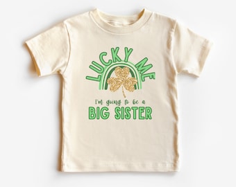 St Patricks Day Big Sister pregnancy announcement tshirt for girl pregnancy reveal big sister Shamrock shirt big sister 2024 t shirt