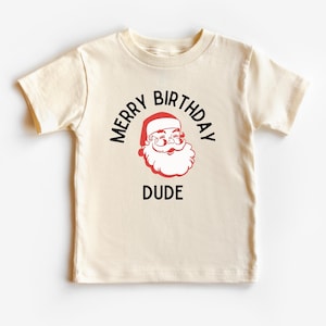 Merry Birthday kids tshirt for boy December birthday party shirt Merry Birthday Dude t shirt Christmas birthday shirt for boy youth, toddler