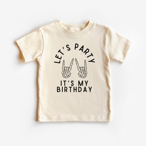 Let&#39;s Party It&#39;s My Birthday Skeleton birthday t shirt kids Halloween birthday shirt Skeleton birthday party shirt skeleton rock hands shirt
