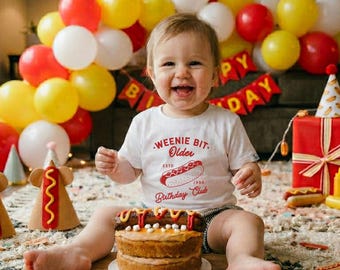 A Weenie Bit Older 1st Birthday Shirt Hotdog Shirt Hot Dog Party First Birthday Shirt Custom Year Birthday Shirt Baby Hot Dog Shirt