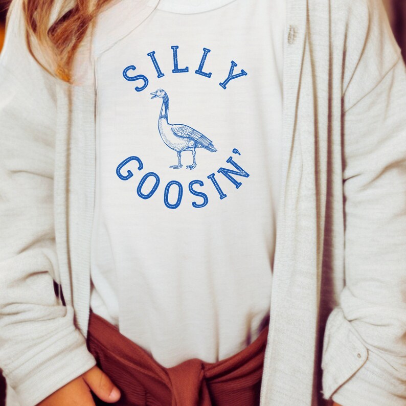 Silly Goosin' tshirt funny toddler shirt Modern graphic tee for kids cute vitage tshirt silly tshirt for kids image 5