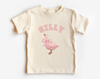 Silly Goose tshirt funny toddler shirt Modern graphic tee for kids cute bow tshirt girls vintage silly tshirt girl