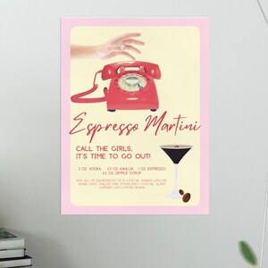 Espresso Martini Illustrated Poster - High-Resolution Digital Download - Perfect for Coffee and Cocktail Lovers - Bar Decor - Multiple Sizes