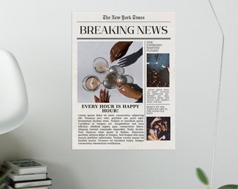 Bar Cart Decor, College Dorm Room Decor, Digital Downloads, Trendy College Poster, Custom University Print, New York Times, Aesthetic Drinks