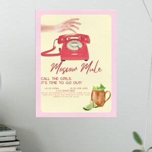 MOSCOW MULE Cocktail Poster, Digital Download, Chic Bar Wall Art, Drink Print, Modern Home Bar Décor, Instant Artwork