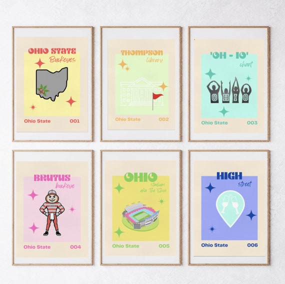 Ohio State Buckeyes Print, Columbus Ohio, Digital Print, College Poster, Cute Trendy College Posters, Dorm Room Decor