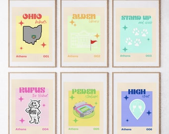 Ohio University Bobcats Print, College trendy poster, Digital Prints, Athens Ohio, Rufus the Bobcat, Go Bobcats, Ohio University Athens