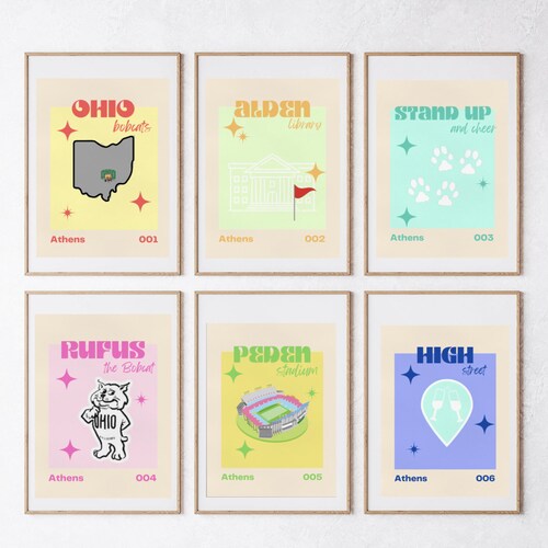 Ohio University Bobcats Print, Affiche à la mode du Collège, Impressions numériques, Athènes Ohio, Rufus le Bobcat, Go Bobcats, Ohio University Athens