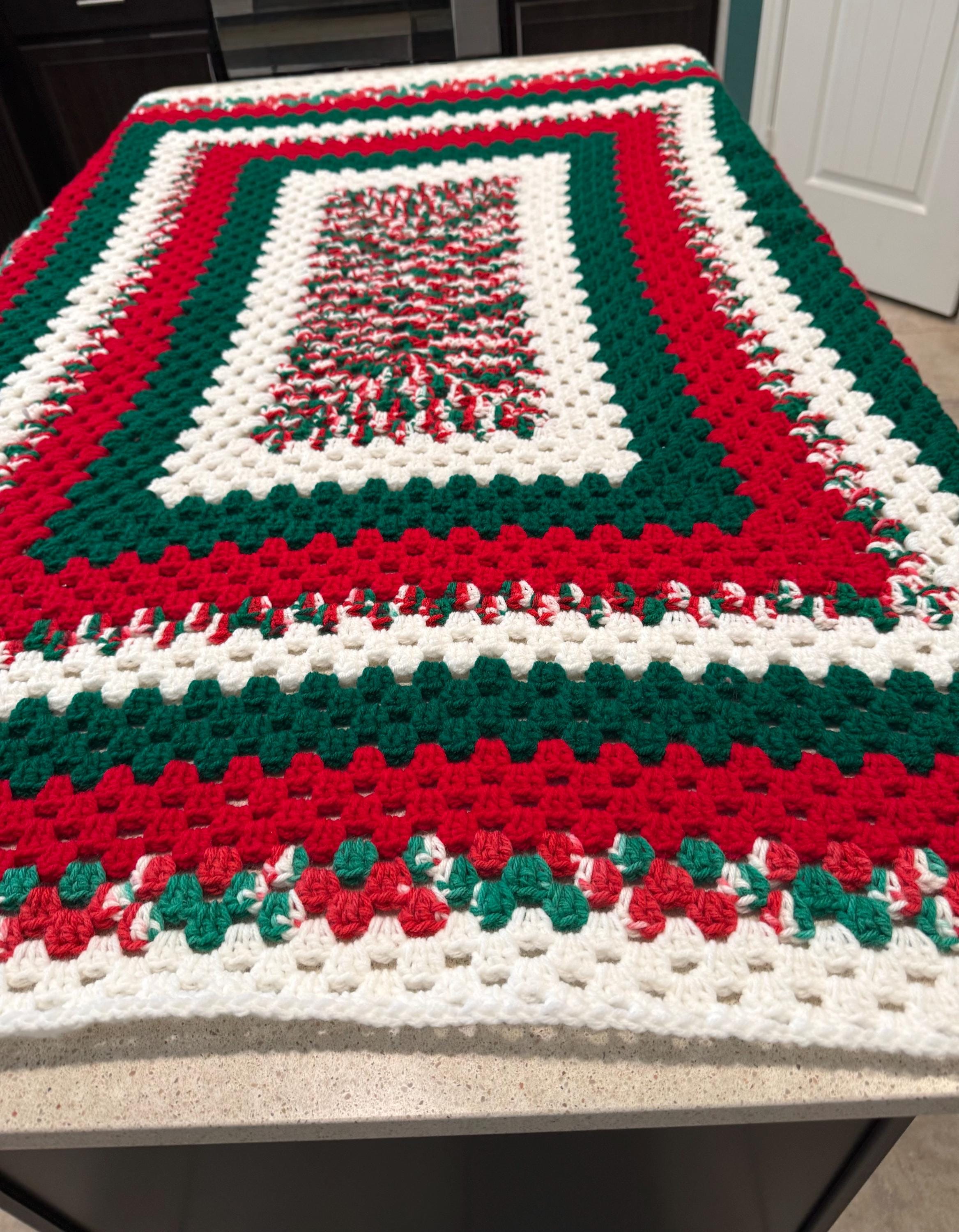 Red White Green Crochet Blanket - Etsy