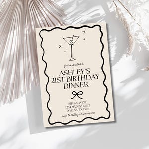 Classy Birthday Invitation Black Bow Birthday Invitation Black and White Birthday Invitations 21st Birthday Dinner Party Invite Digital