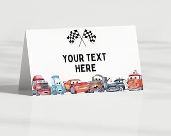 Editable Lightning McQueen Birthday Table Food Tent, Cars Birthday Food Name Card Sign Template, Race Cars Themed Birthday Party Food Label