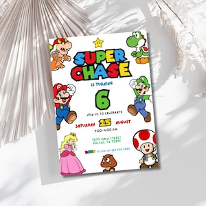 Super Mario Birthday Invitation, Birthday Invitation, Super Mario Invitation, Editable Printable Mario Invitation Birthday Template