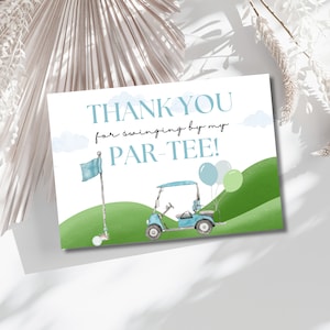 Golf verjaardag Bedankkaart, Hole in One Boy Golf Bedankkaart, Hole-In-One Party, bewerkbare Bedankkaart, Golf Par-Tee, Instant Download
