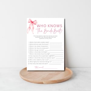 100 Editable Bridal Shower Games Bundle, She's Tying the Knot Bridal Shower Games, Pink Bow Bridal Shower Game Bundle, Printable Templates image 9