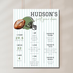 Milestone Poster, Football 1st Birthday Stats Board,Babies First Year Statistics Board,My First Year Poster Board,Digital Download Printable