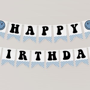 青い One Happy Dude 誕生日バナー、印刷可能な One Happy Dude 誕生日バナー、即時ダウンロードの Happy Dude バナー、青い One Happy Dude