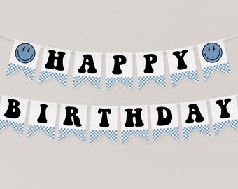 One Happy Dude Birthday Banner in Blue, Printable One Happy Dude Birthday Banner, Instant Download Happy Dude Banner, Blue One Happy Dude