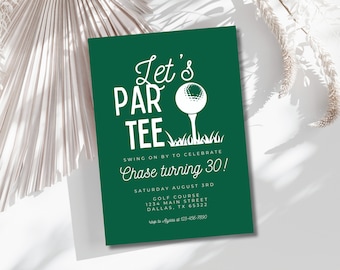 Bewerkbare Golf verjaardagsuitnodiging, laten we Par-Tee verjaardag uitnodigen, Golf verjaardagsviering, laten we partij uitnodigen, elke leeftijd uitnodigen Instant Download