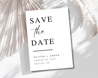Bearbeitbare Save-the-Date-Vorlage, moderne Save-the-Date-Karte, minimalistische Save-the-Date-Karte, Save-the-Date-Digitaldownload, druckbare Save-the-Date