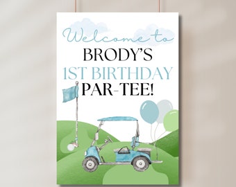 Golf Birthday Welcome Sign, Hole in One Welcome Sign, Editable Golf Welcome Sign, Hole-in-One Party, Editable Sign,Par-Tee, Instant Download