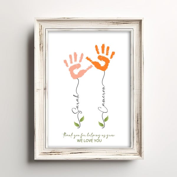 Mothers Day Handprint Print, Personalized Mom Gift, DIY Mum's Birthday, Baby's First Mother's Day Craft, Baby Keepsake, Kids Gifts for Mommy