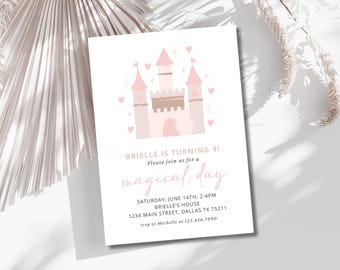 Princess Birthday Invitation, Magical Day Princess Castle Birthday Party Invite, Printable Invitation, Editable Invitation Template