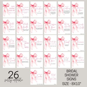 100 Editable Bridal Shower Games Bundle, She's Tying the Knot Bridal Shower Games, Pink Bow Bridal Shower Game Bundle, Printable Templates image 3