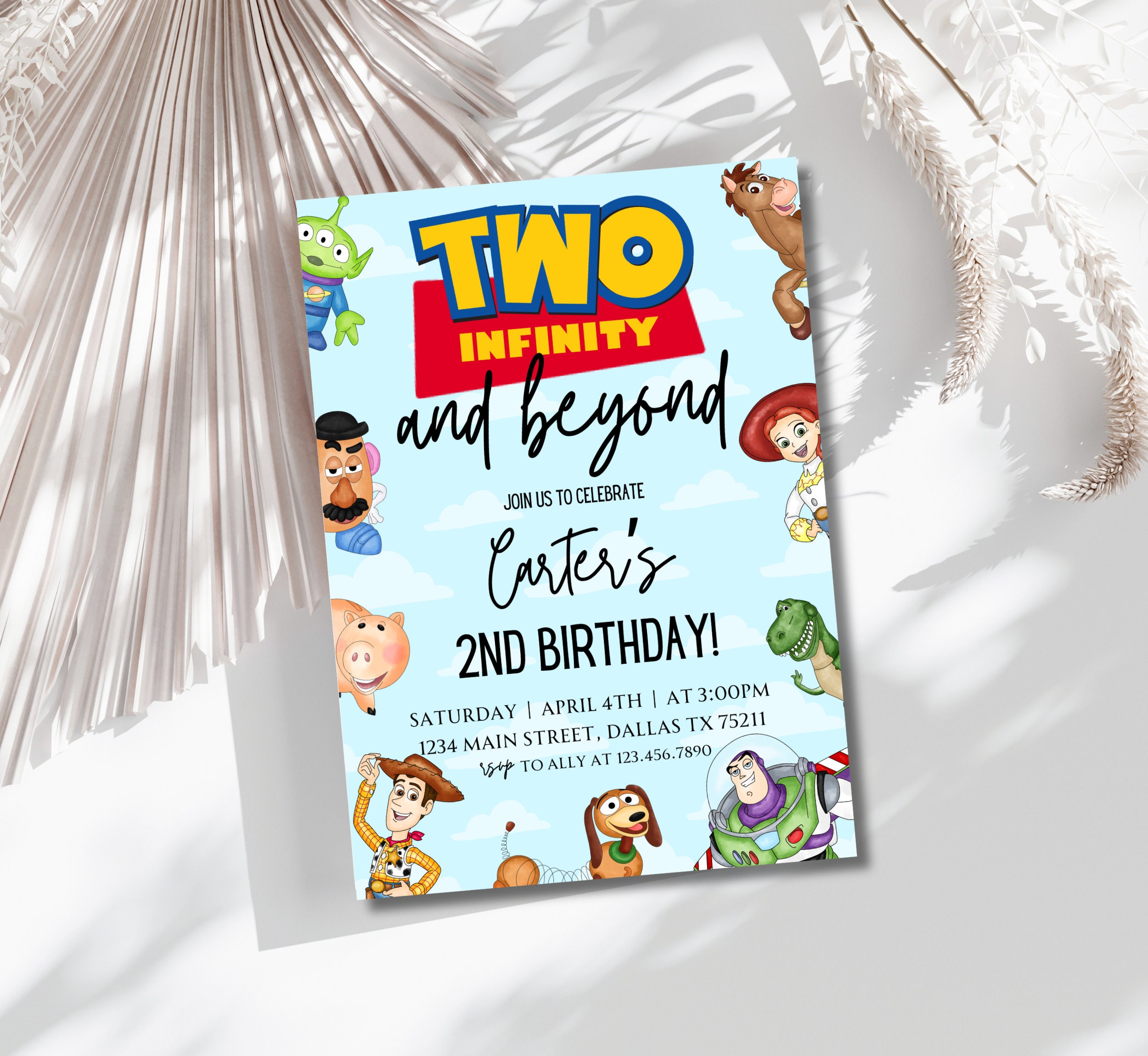Toy Story Invitation Template, Editable Toy Story Birthday Party, 2nd Digital Invitation, Kids Birthday Party, Woody, Two Infinity & Beyond