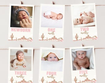 My First Rodeo Monthly Photo Banner, Editable Cowgirl Birthday Banner, Wild West Cowgirl 1st Southwestern Ranch Template, Instant Download