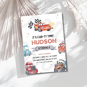 Editable Cars Birthday Party Invitation Cars Lightning Birthday Invite McQueen Birthday Party Invitation Boy Birthday Party Invite Car Party