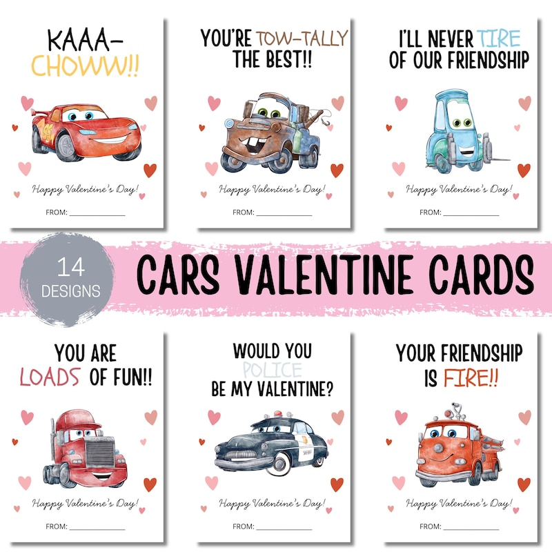Car Themed Valentines - Etsy