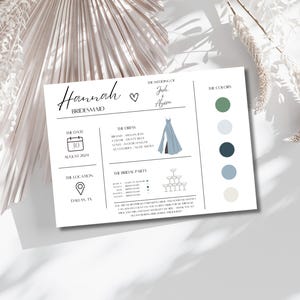 Modèle de carte d'informations de demoiselle d'honneur modifiable avec Canva, modèle de garçon d'honneur de demoiselle d'honneur, informations personnalisables sur le mariage, carte de proposition de demoiselle d'honneur