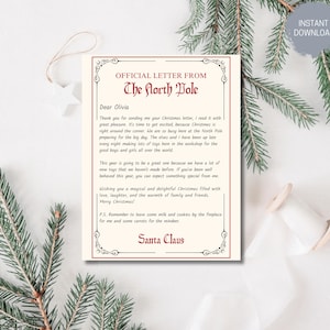 Carta personalizada editable de Papá Noel Desde el escritorio de Papá Noel Correo del Polo Norte de Nochebuena Plantilla imprimible de descarga instantánea