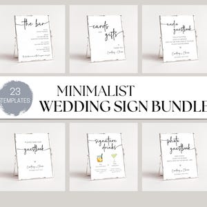 Modern Minimalist Wedding Signs Bundle, 20+ Reception Table Signs Set, Welcome, Drinks, Wedding Editable Templates, DIY Printable Download