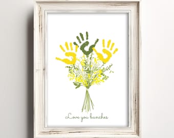 Mother's Day Craft Handprint Art Birthday Activity Floral Bouquet Grandma Flower DIY Kids Children Toddler Baby Printable Keepsake