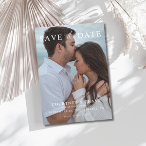 Photo Save The Date Invitation, Minimalist Save The Date, Modern Save The Date, Boho Save The Date Cards, Editable Template
