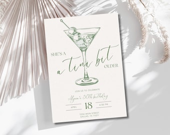 A Tini Bit Older Birthday Party Invitation, Editable Martini Themed Birthday Invite, Women’s Birthday Invite, Dirty Martini Invite, Canva