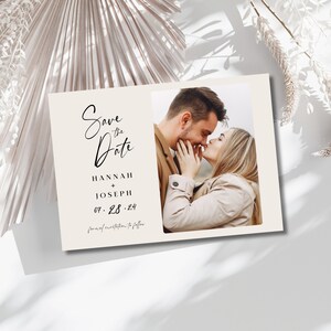 Editable Save The Date Template with Photo, Modern Photo Save The Date, Save The Date Card, Save The Date Digital Download, Minimalist Card
